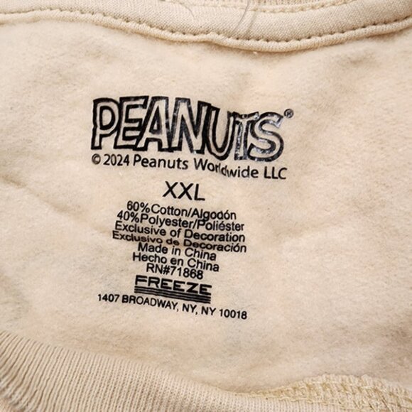 Peanuts Snoopy & Woodstock Two-Sided Crewneck Sweatshirt Beige Adult 2XL NEW - Picture 4 of 8